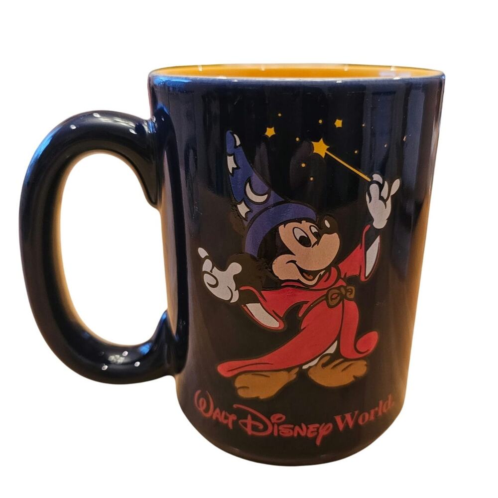 Vintage Walt Disney Productions Mug Ceramic Thailand Mickey Mouse Fantasia Navy